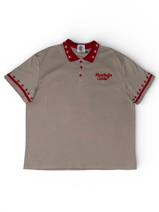 Grey and Red Stars polo